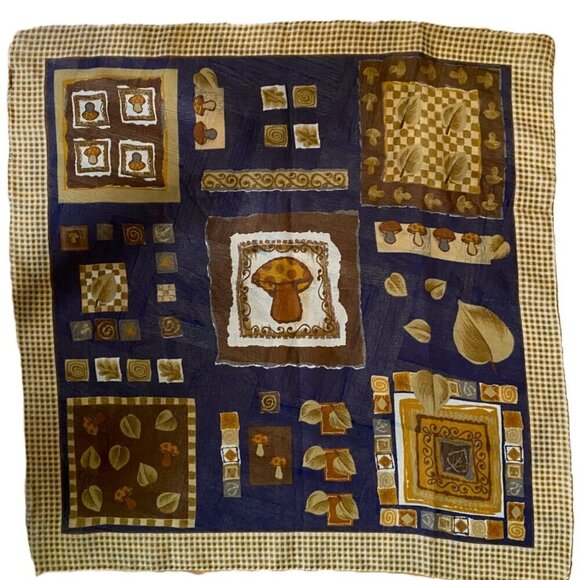 Vintage Accessories - Whimsical vintage mushroom and forest square scarf
